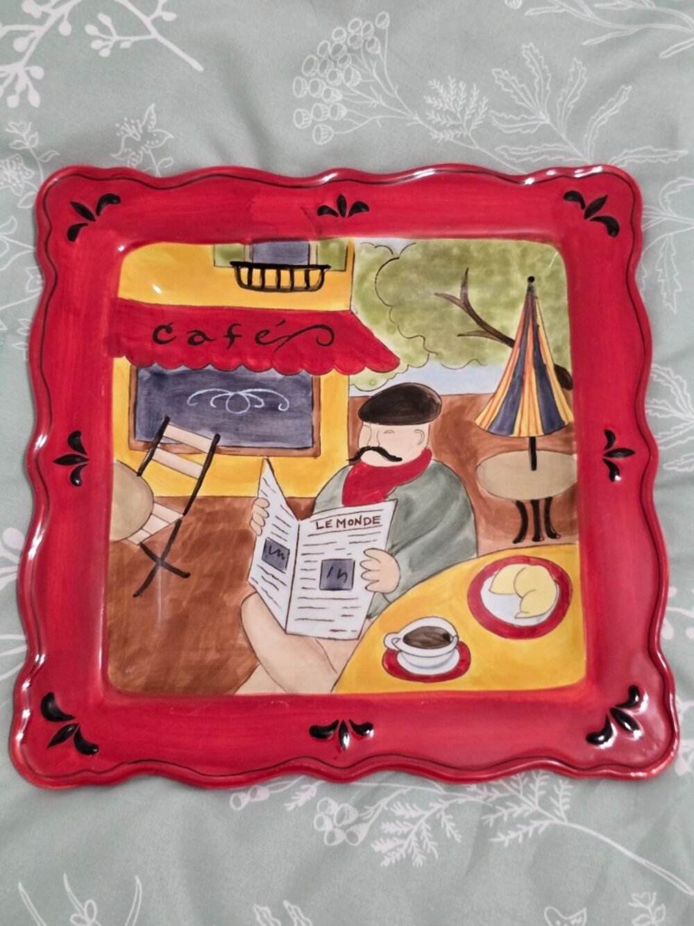 Jennifer Brinley Set of 3 Square Ceramic Plates Paris Bistro 9" - Picture 5 of 14